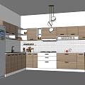 Modern Kitchen Interior Design With Wooden Cabinets White Countertops And Pendant Lights