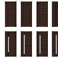 Wooden Hinged Doors with Various Panel and Glass Designs for Interior Use 3d model