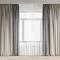 Modern Curtains Interior Design With Sheer Curtain And Gray Beige Drapes By Window