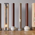 New Chinese Style Stone Pier Column Stone Drum Wooden Column Foundation Stone Chinese Style Column Foundation Wooden Column Square Column 3d model
