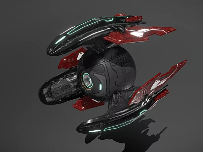 Futuristic Alien Creature With Red Appendages And Glowing Green Luminous Features 3d model