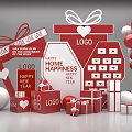 Love New Year Photo Check In Spot With Red Gift Boxes Balloons Hearts And LOGO