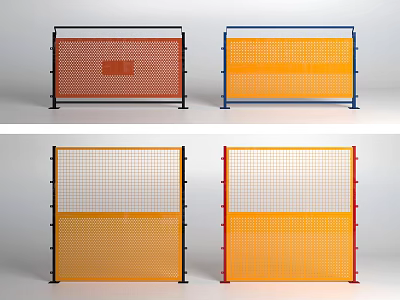 Colorful Road Safety Barriers with Perforated Mesh Design for Construction Site Safety 3d model