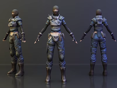 Game and Movie Character 3D Model With Tactical Gear Helmet Armor and Boots 3d model