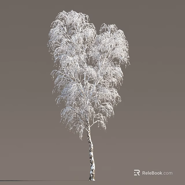 Snow Covered Arbor With White Trunk And Drooping Branches In Winter 3d model 