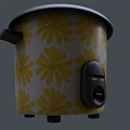 Stylish Kitchen Appliances Two Rice Cookers With Floral Patterns And Gray Lids