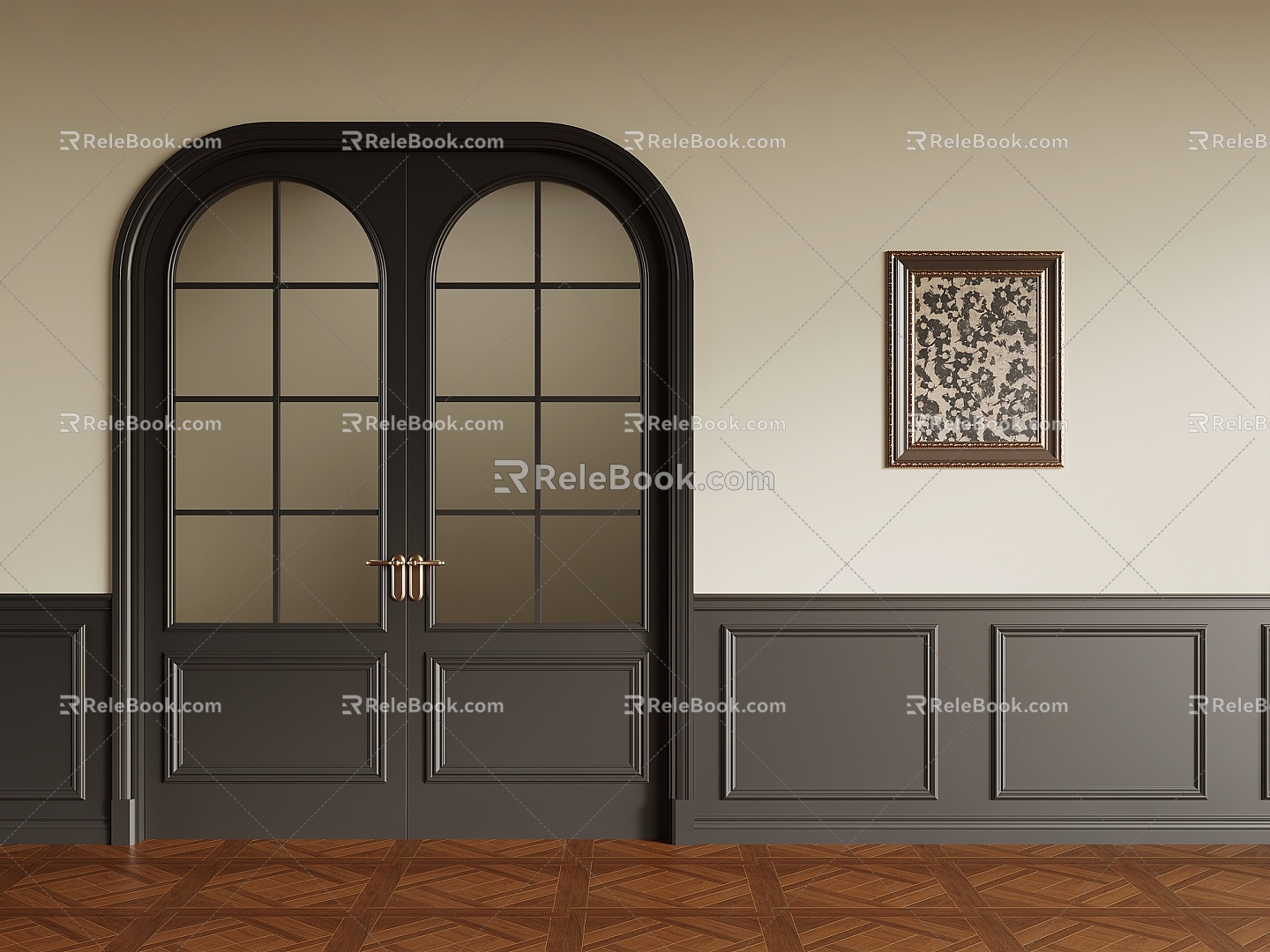 19 Open Door French Open Door Dado Wall Panel Hanging Picture 3d model