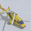 Yellow Helicopter Model With White Rotors Red Accents And Detailed Cockpit Design