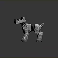 Robotic Dog Character With Geometric Design 3D Model And Metallic Mechanical Structure 3d model