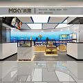 MOMI Dessert Shop Modern Interior With Glass Display Cases And Wooden Counter