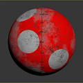 Red Mushroom Shaped Household Item With White Spots Top Gray Base And Blue Small Lights