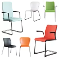 Colorful Office Chairs In Multiple Styles With Modern Design And Metal Frames 3d model
