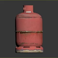 Red Worn Gas Cylinder with Rusty Base for Common Household Daily Use Essentials