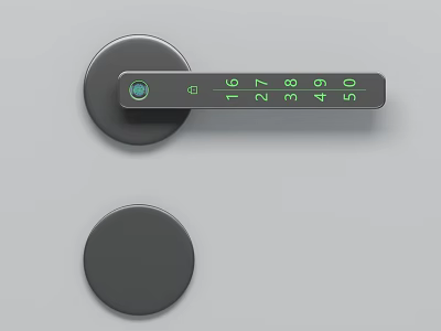 Modern Smart Door Handle With Digital Number Keypad And Circular Base Design 3d model