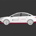 White Sedan Car with Social Alex Logo Black Roof and White Wheels