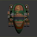 Game and Movie Character Green Orange Robot With Mechanical Legs Cockpit And Weaponry