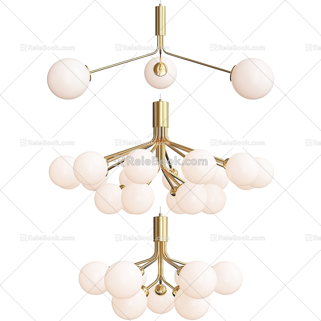 Modern Chandelier Golden Hanging Chandelier Danna Anzazo 3d model