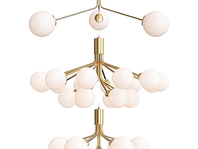 Modern Chandelier Golden Hanging Chandelier Danna Anzazo 3d model