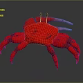 Vibrant Red Crab 3D Model With Detailed Pincers And Textured Exoskeleton