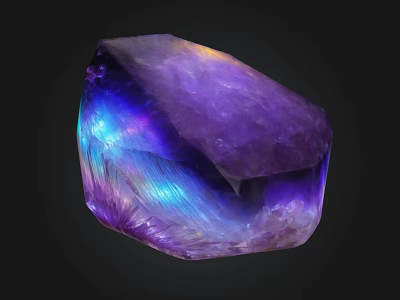 Purple Amethyst Crystal With Blue Iridescent Shine And Geometric Polyhedral Shape 3d model