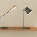 Modern Table Lamps With Metal Stand Gold And Black Shades On Wooden Shelf