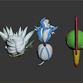 Vibrant Colorful Cartoon Character Figurines With Blue White Green Red Details