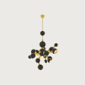 Modern Black Sphere Chandelier With Gold Metal Frame And Multiple Lights
