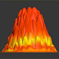 Three Red Volcanic Landscape Models With Yellow Bases On Gray Background 3d model