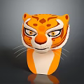 3D Tiger Character Mask With Orange Black Stripes White Facial Features And Fierce Eyes Design