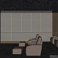 Modern Home Theater Interior Design With Starry Ceiling Large Screen And Comfortable Seats