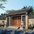 Chinese Style Single-family Villa Green Space Qipanshan Wangfu Courtyard Landscape Qianping Luxury Villa International 3d model