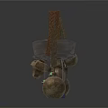 Artisanal Vintage Sculptures with Chains Rod Sphere and Metal Stone Elements