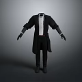 Elegant Formal Men's Suit Set With Black Coat White Shirt Black Pants And Gloves