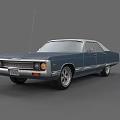 Vintage Blue Classic Sedan With White Roof And Chrome Exterior Details