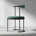 Modern Green Velvet Bar Stool With Black Metal Frame And Curved Backrest