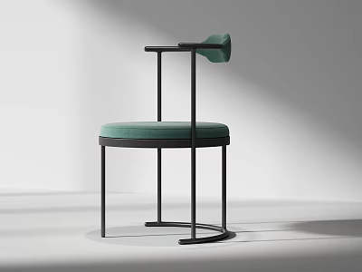 Modern Green Velvet Bar Stool With Black Metal Frame And Curved Backrest 3d model