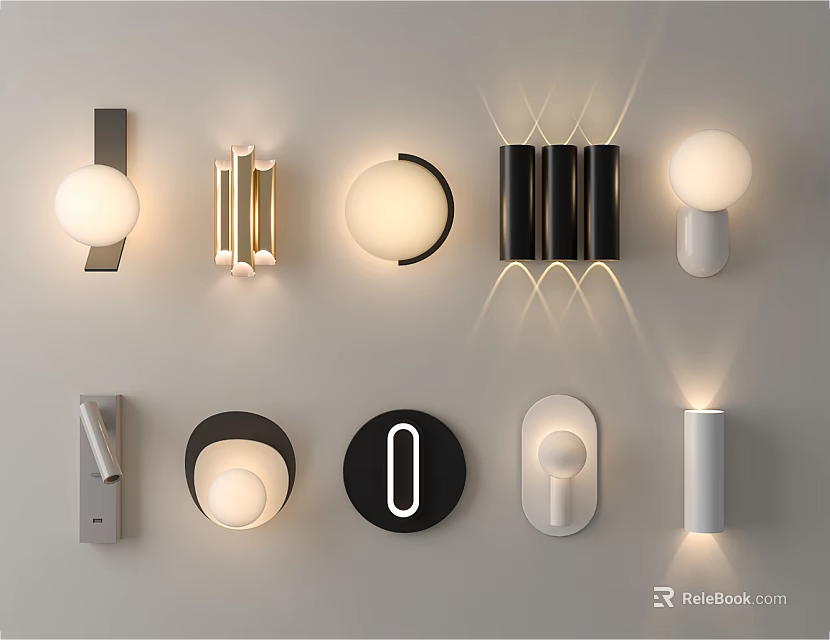 Contemporary Wall Lamps With Various Sleek Shapes And Modern Lighting Designs 3d model 
