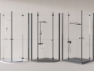 Modern shower room shower cubicle partition glass door bathroom hardware 3d model