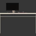 Light Colored Office Desk With Computer Monitor Keyboard Coffee Mug And Mouse Pad