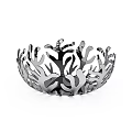 Black Ceramic Bowl With Intricate Coral Inspired Design For Home Decor