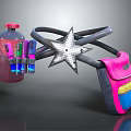 Transparent Bottle With Red Cap Colorful Small Bottles Star Shaped Decoration Pink Backpack Blue Yellow
