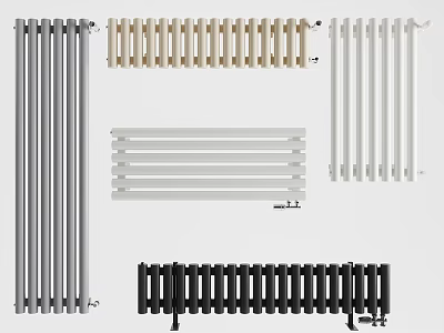 Different Colored Modern Radiators Including Gray Beige White Black with Vertical Horizontal Designs 3d model