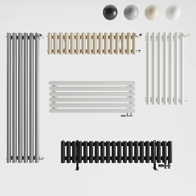 Different Colored Modern Radiators Including Gray Beige White Black with Vertical Horizontal Designs 3d model