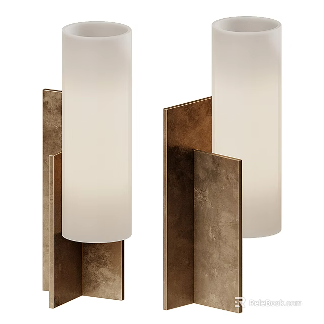 Modern Table Lamp With Brass Base And Cylindrical White Shade For Home Decor 3d model