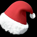 Red Santa Hat With White Fluffy Trim And Pom Pom On Top