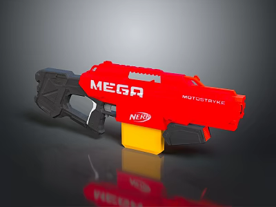 NERF MEGA MOTOSTRYKE Red Toy Blaster With Yellow Component And Black Parts 3d model