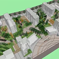 Residential Landscape With Serene Pavilion And Colorful Trees In Paved Square