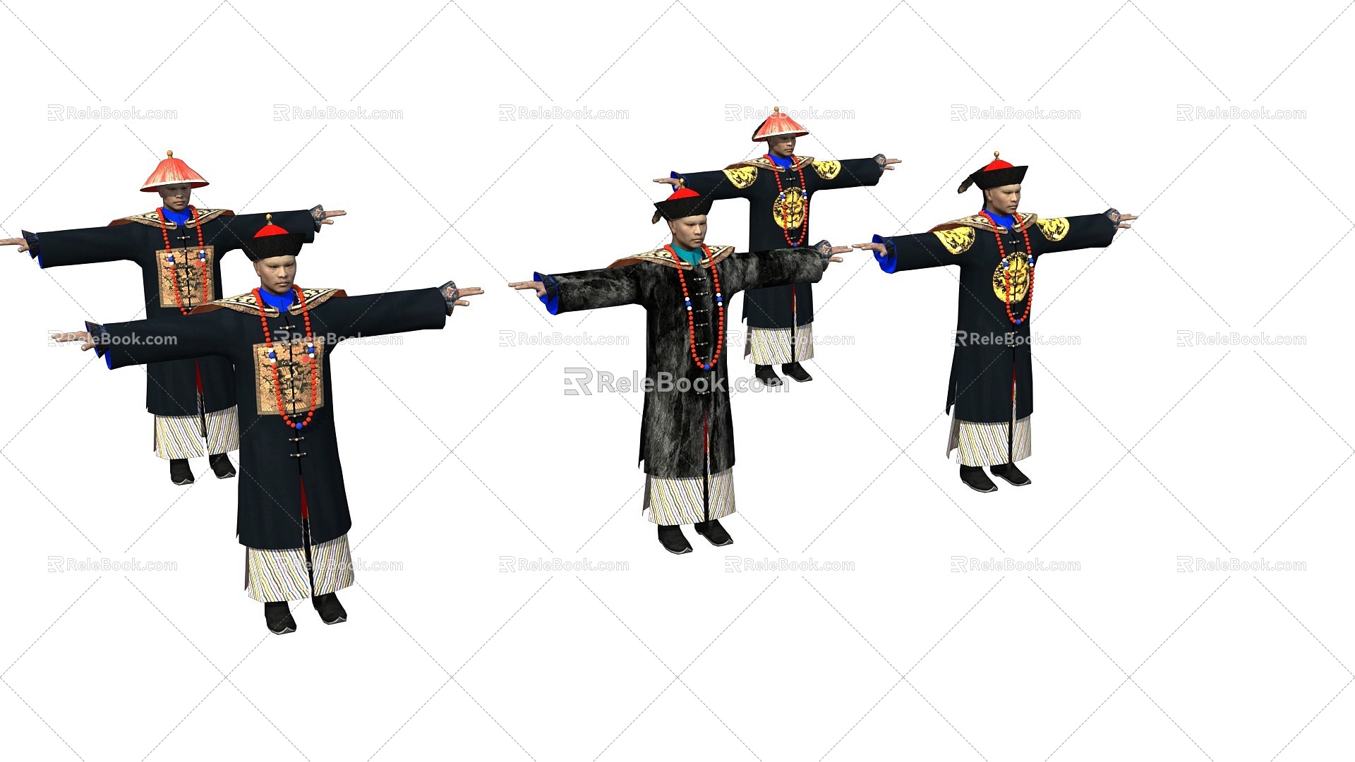 Manchu Qing Dynasty officials civilian ministers model