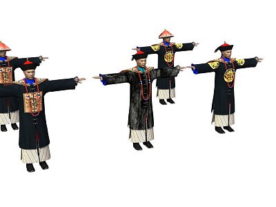 Manchu Qing Dynasty officials civilian ministers model