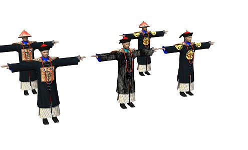 Manchu Qing Dynasty officials civilian ministers 3d model